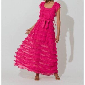 NEW CLEOBELLA milana ankle dress in magenta size LARGE